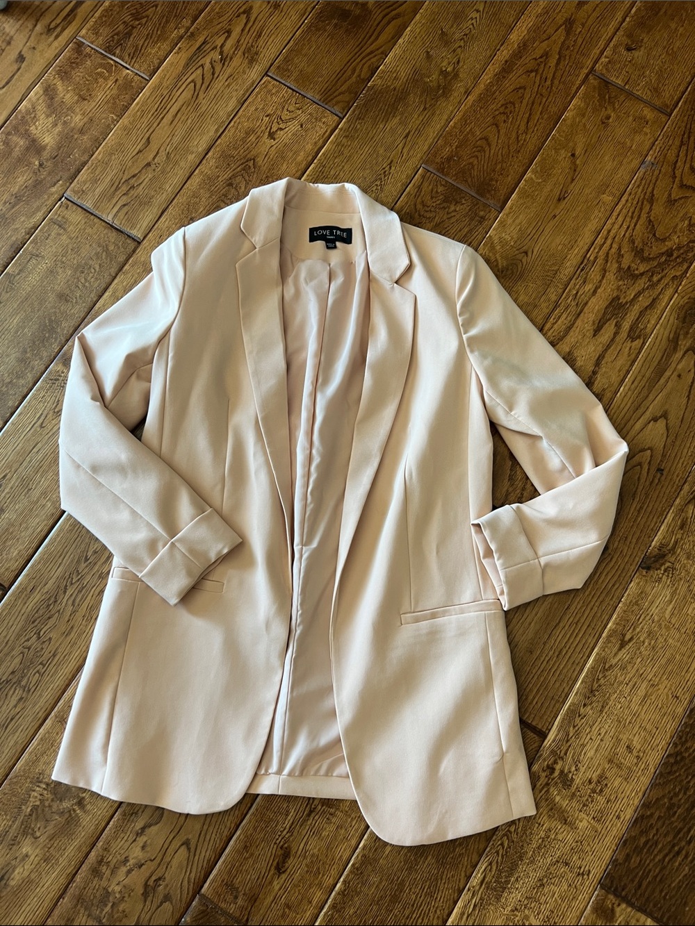 Love Tree Light Cream Open-Front oversized Blazer